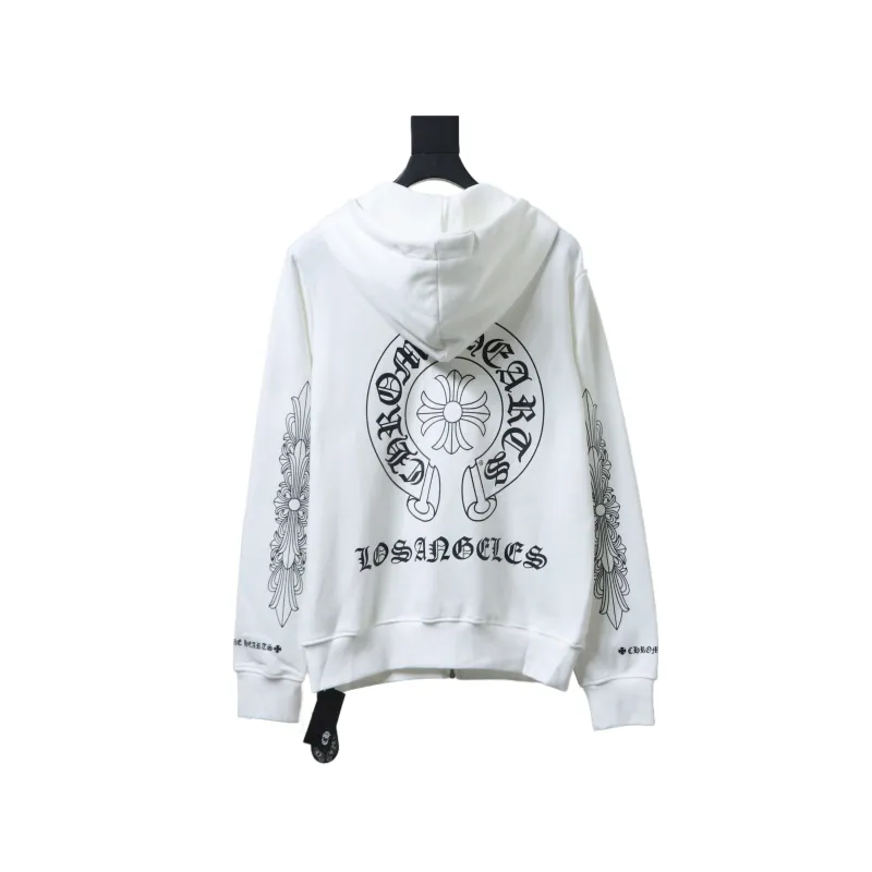 Chrome Hearts Cuff Sanskrit Print Zip-Up Hoodie White - ogsneaker