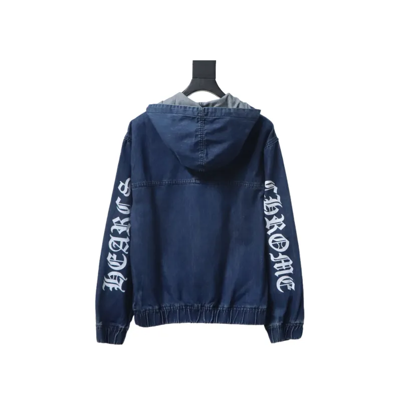 Chrome Heart Half Zipped Denim Hoodie Indigo - ogsneaker