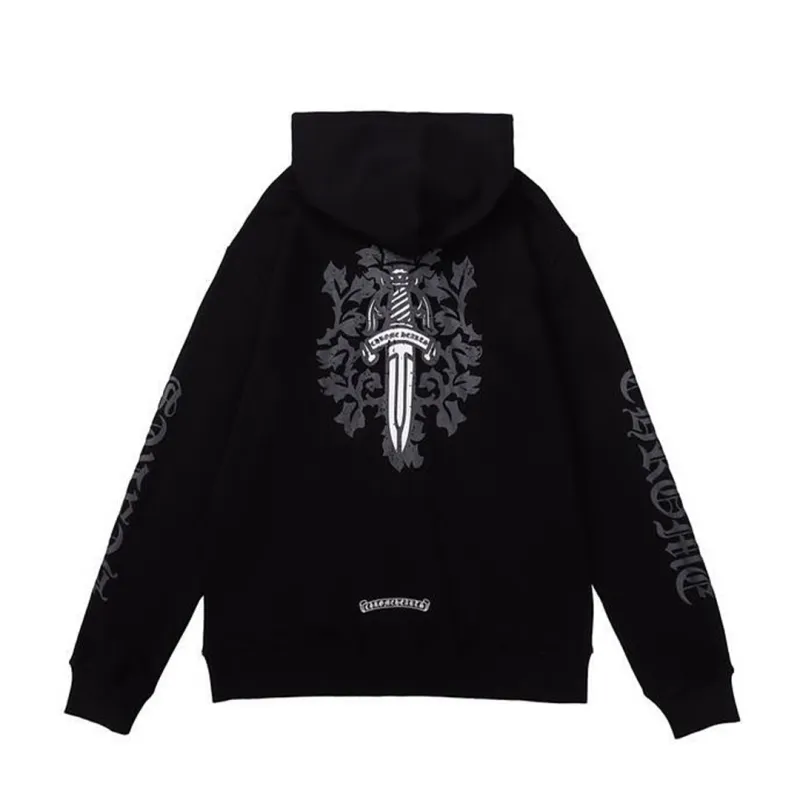 Chrome Hearts Floral Dagger Logo Black Zip Up Hoodie - ogsneaker