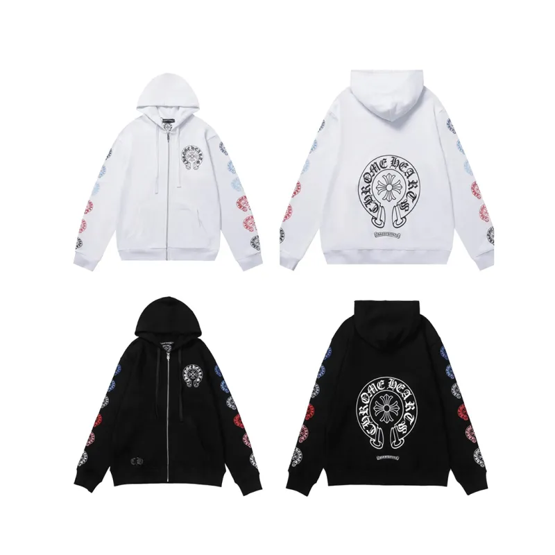 Chrome Hearts Multicolor Sleeve Zip Hoodie BlackWhite - ogsneaker