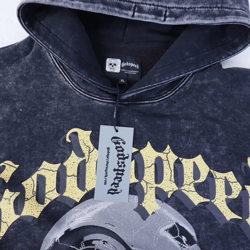 Godspeed Robot Print Hoodie #5536 Washed Black - ogsneaker
