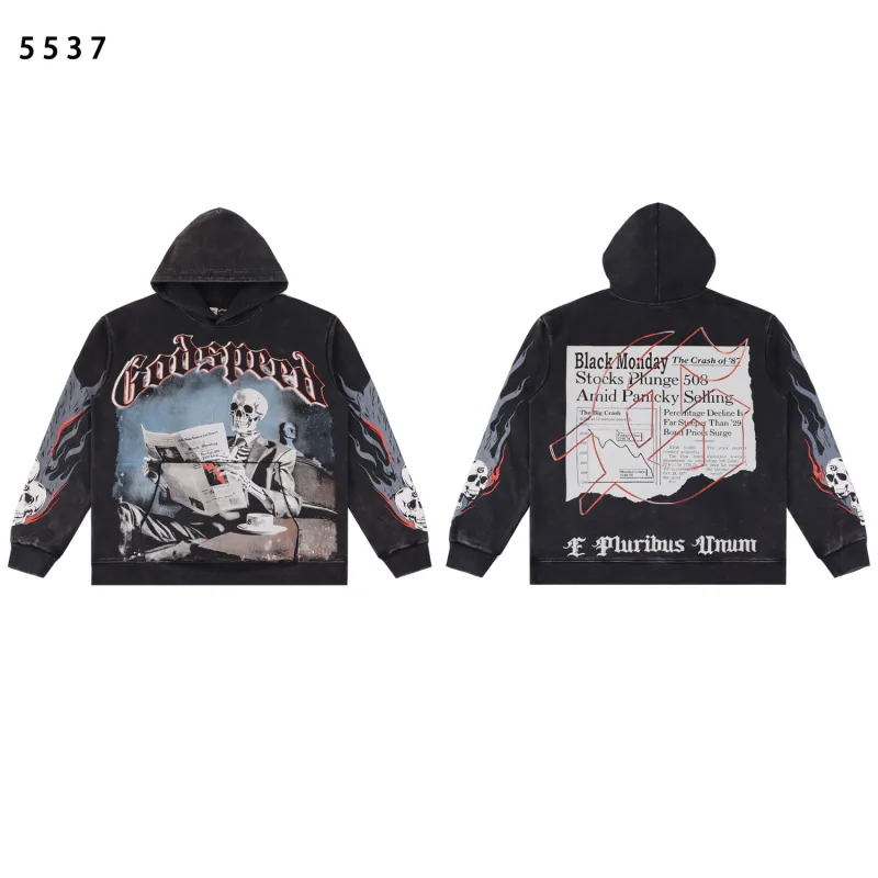 Godspeed Black Monday Hoodie #5537 Washed BlackRed - ogsneaker