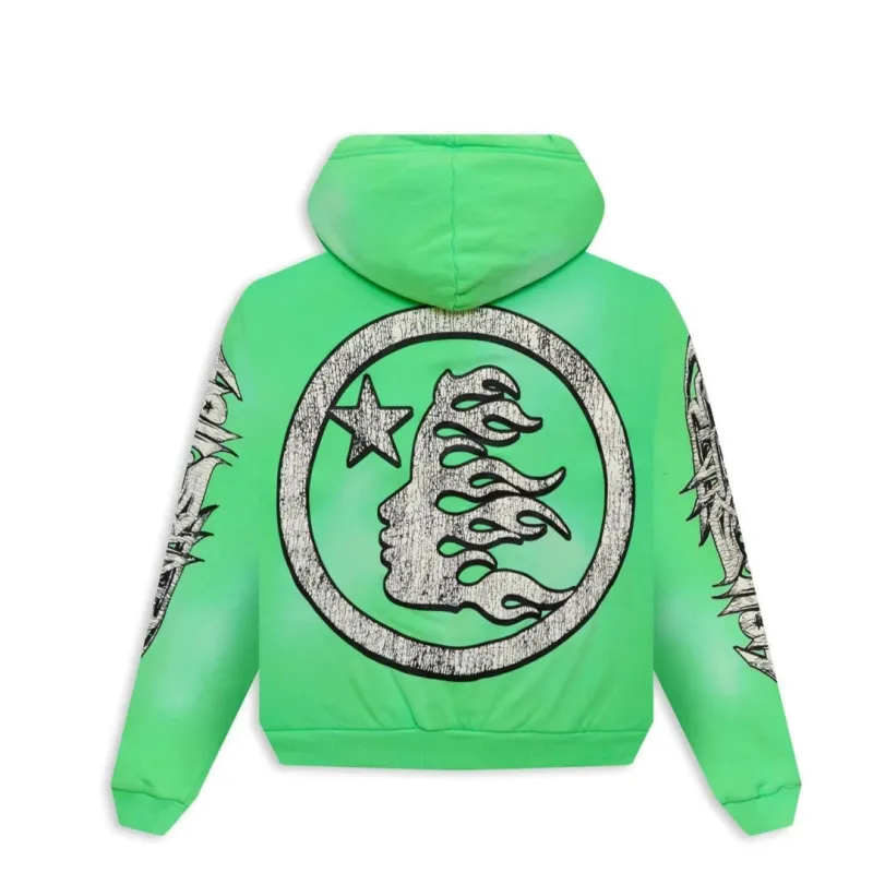 Hellstar Graffiti Zip-Up Hoodie Green - ogsneaker