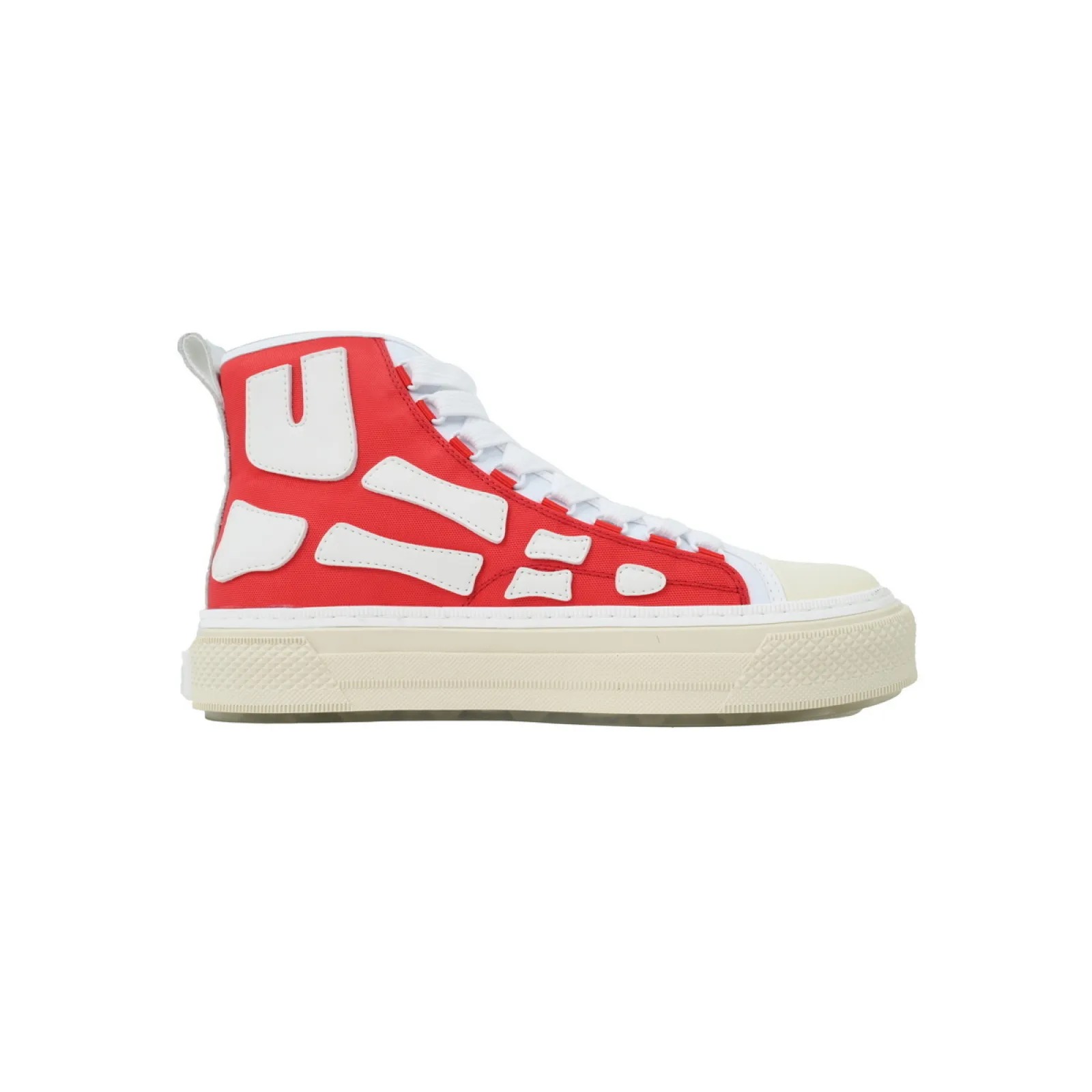 AMIRI Skel Court Hi Sneakers Cotton Canvas and Buffed Leather Sneakers Red - ogsneaker