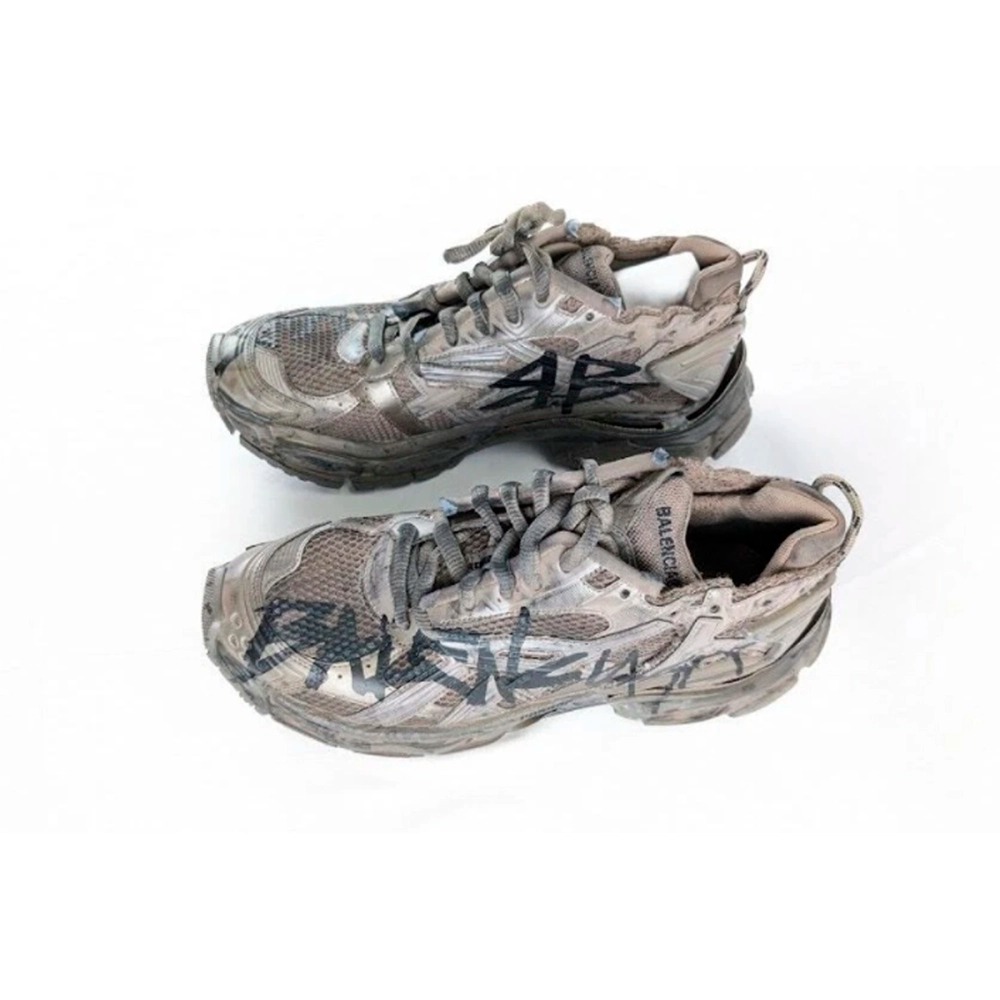 Balenciaga Runner Monocolor Graffiti Mesh Runner in Dark Taupe/Black - ogsneaker