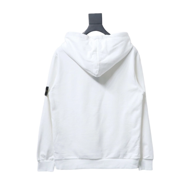 Stone Island Classic Logo Sleeve Patch Hoodie White - ogsneaker