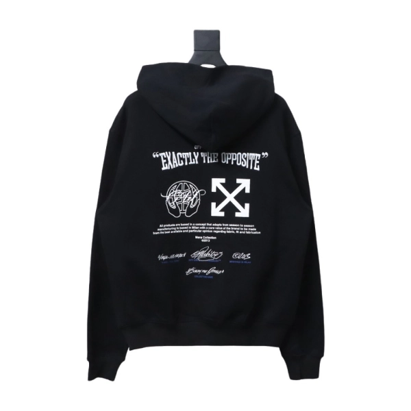 Off-White Logo Blue Embroidery Hoodie Black - ogsneaker
