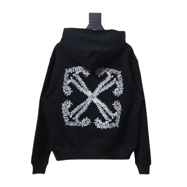 Off-White White Arrow Embroidery Hoodie Black - ogsneaker