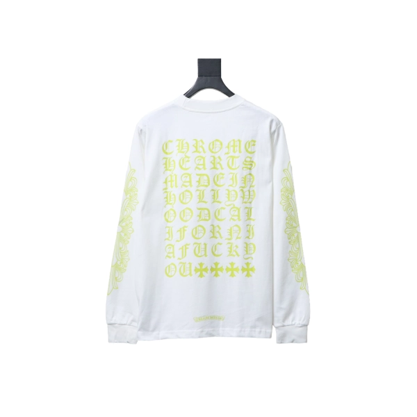 Chrome Hearts Lemon Green Horseshoe Floral Long Sleeve T-Shirt White - ogsneaker