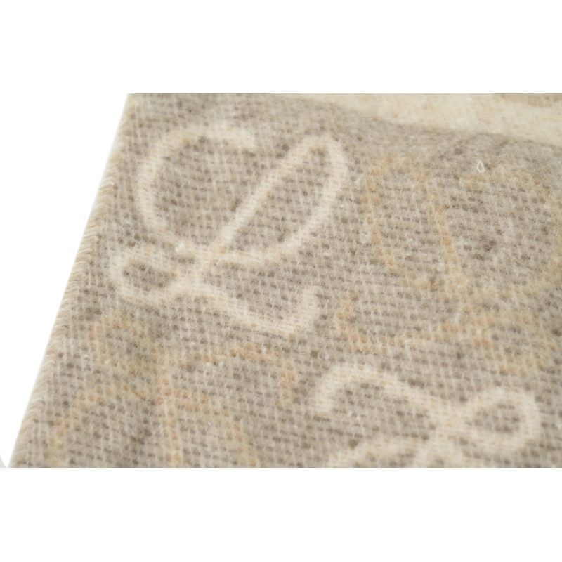 Loewe Checkerboard Jacquard Fringed Cashmere Scarf Brown - ogsneaker