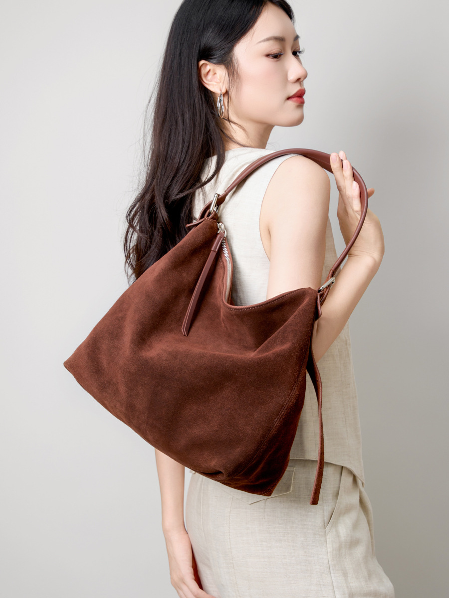 Chestnut Suede Hobo Bag