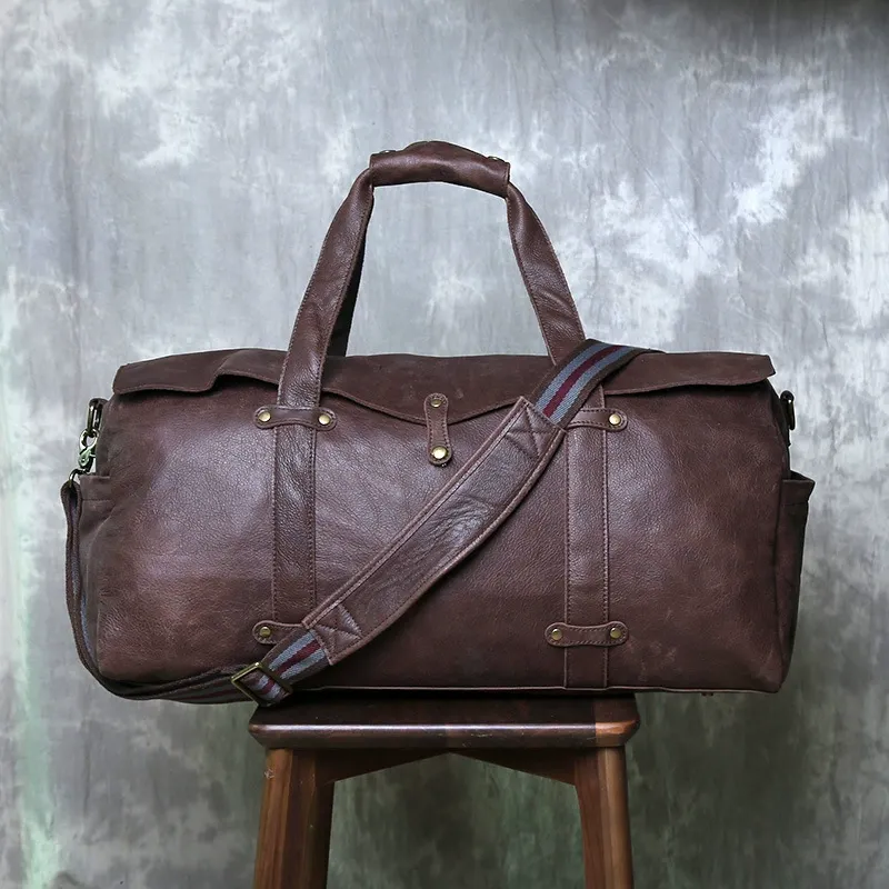 Dark Brown Full-Grain Leather Duffle Bag