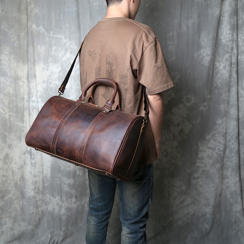 Roserooen Vintage Crazy Horse Leather Duffle Bag