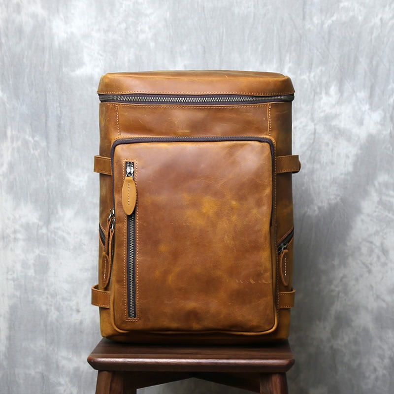 Handmade Vintage Crazy Horse Leather Backpack