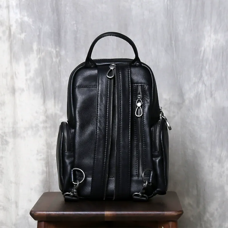 Multi-Functional Full-Grain Leather Mini Backpack