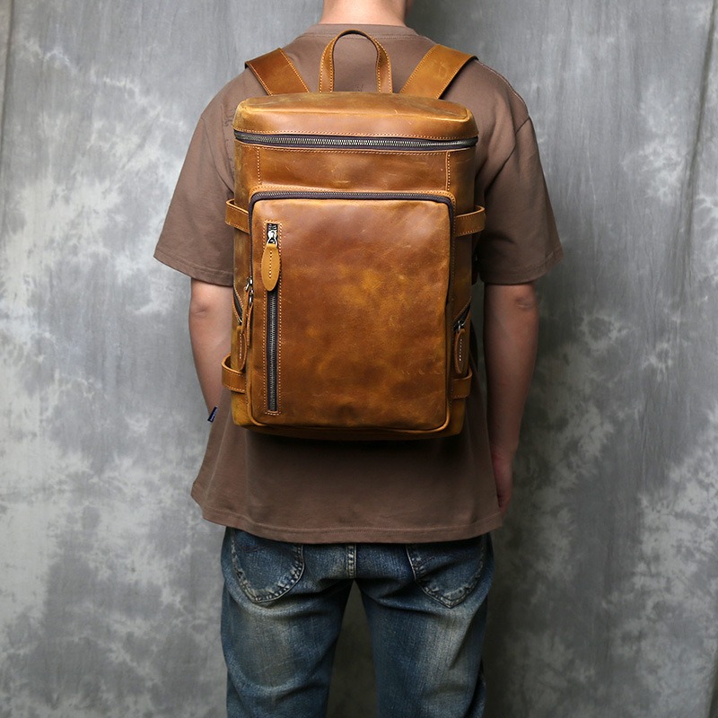 Handmade Vintage Crazy Horse Leather Backpack