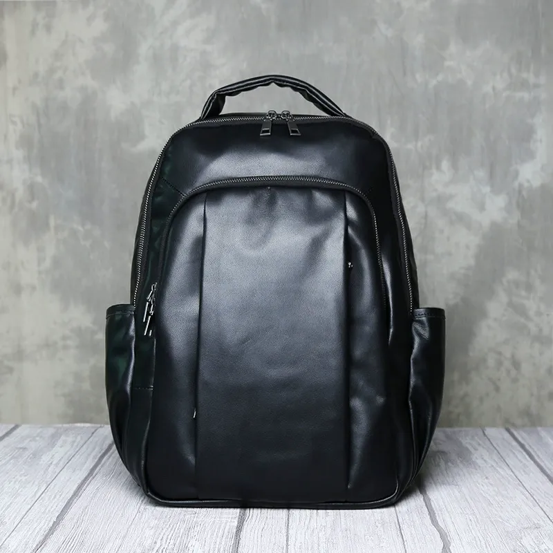 VANCROUG Full-Grain Leather Business Backpack