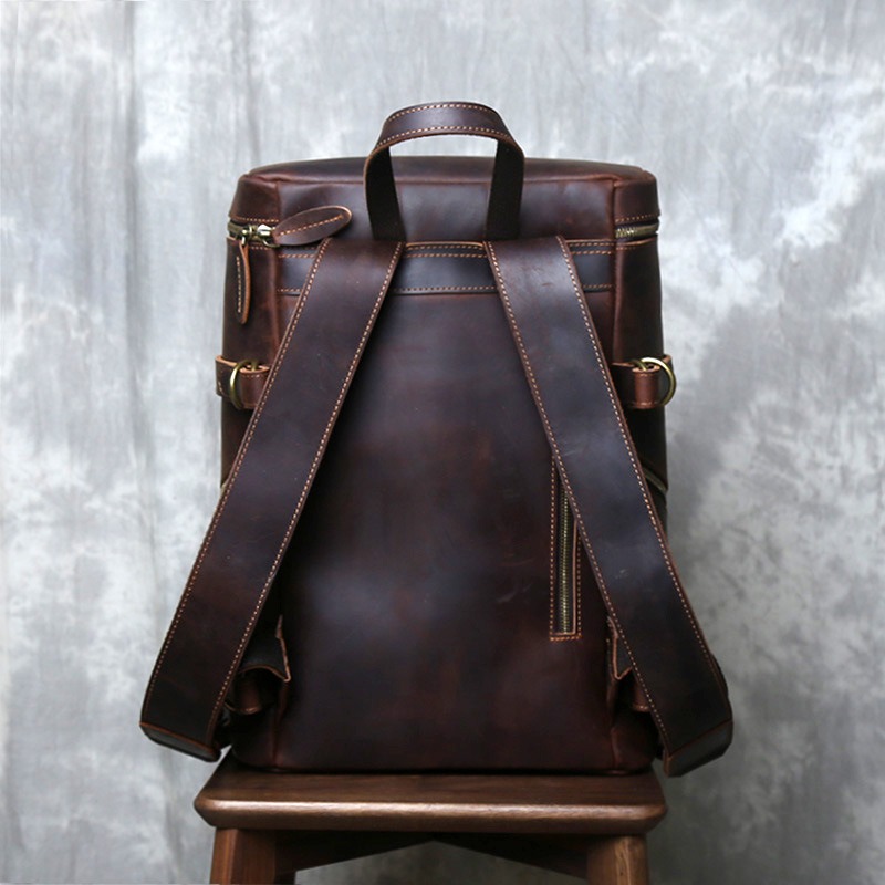 Handmade Retro Crazy Horse Leather Backpack