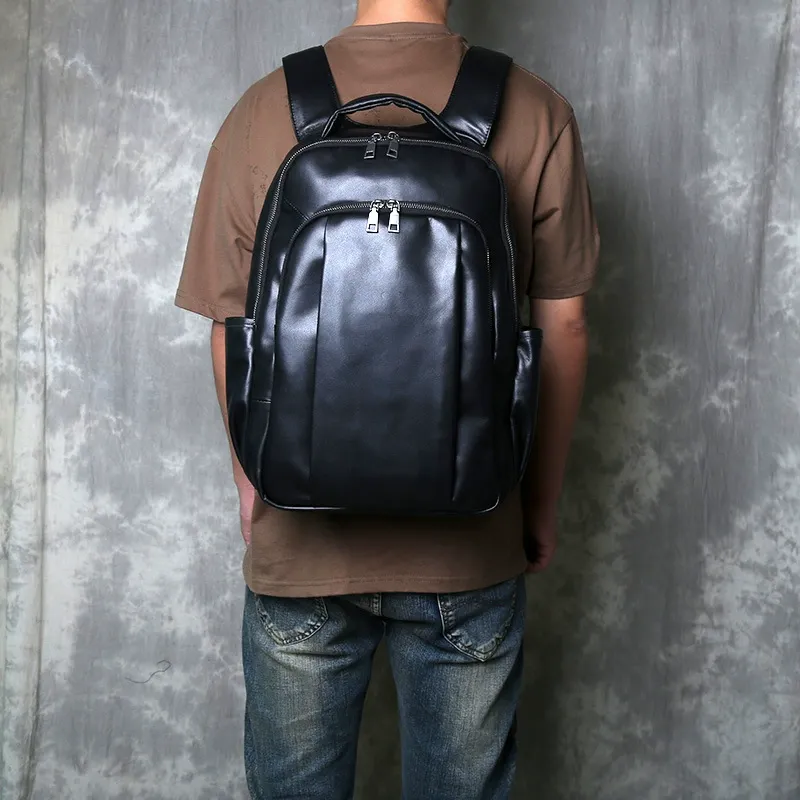 VANCROUG Full-Grain Leather Business Backpack