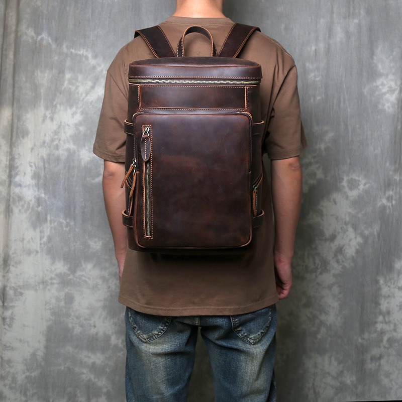 Handmade Retro Crazy Horse Leather Backpack