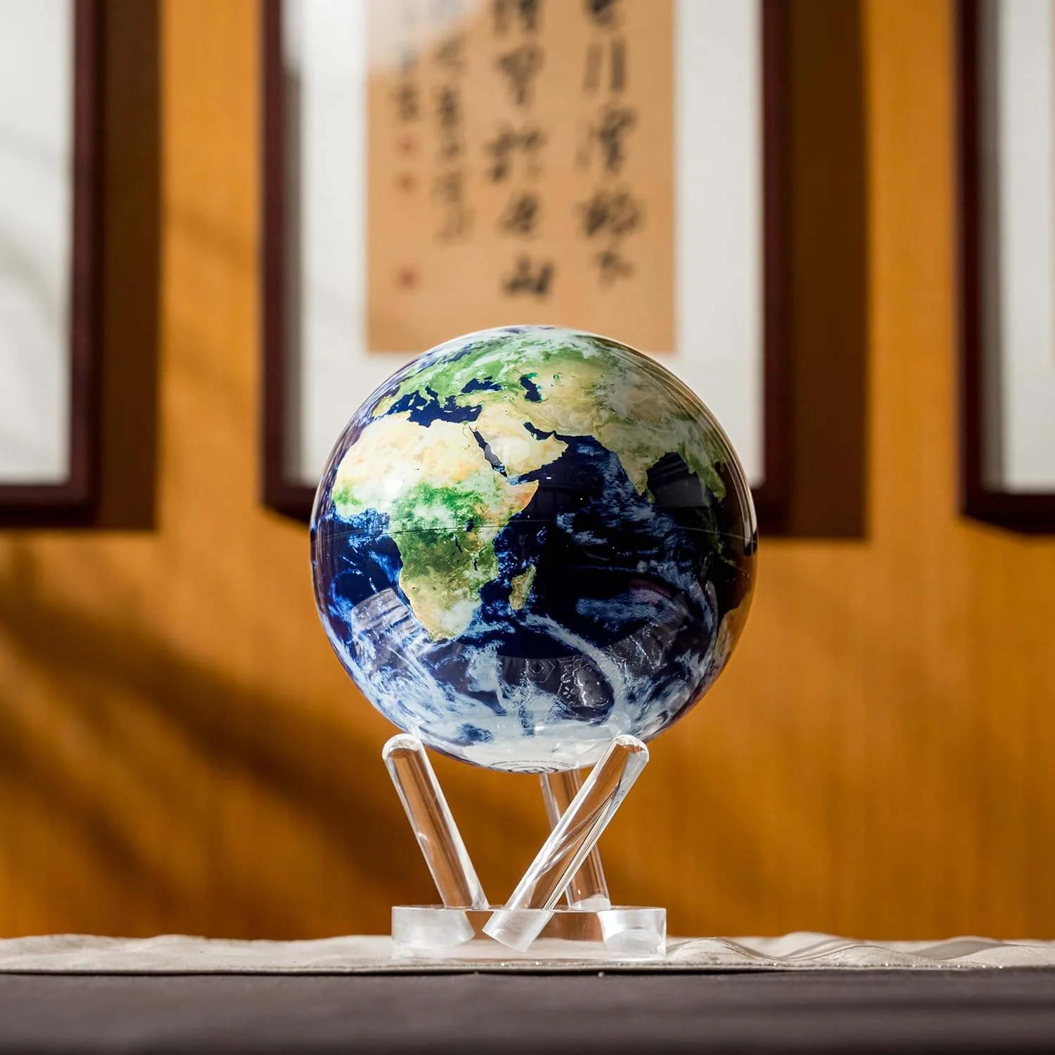 8.5โ Self-Rotating Globe Powered by Light | Silent Motion, No Batteries or Wires | Unique Desk Decor