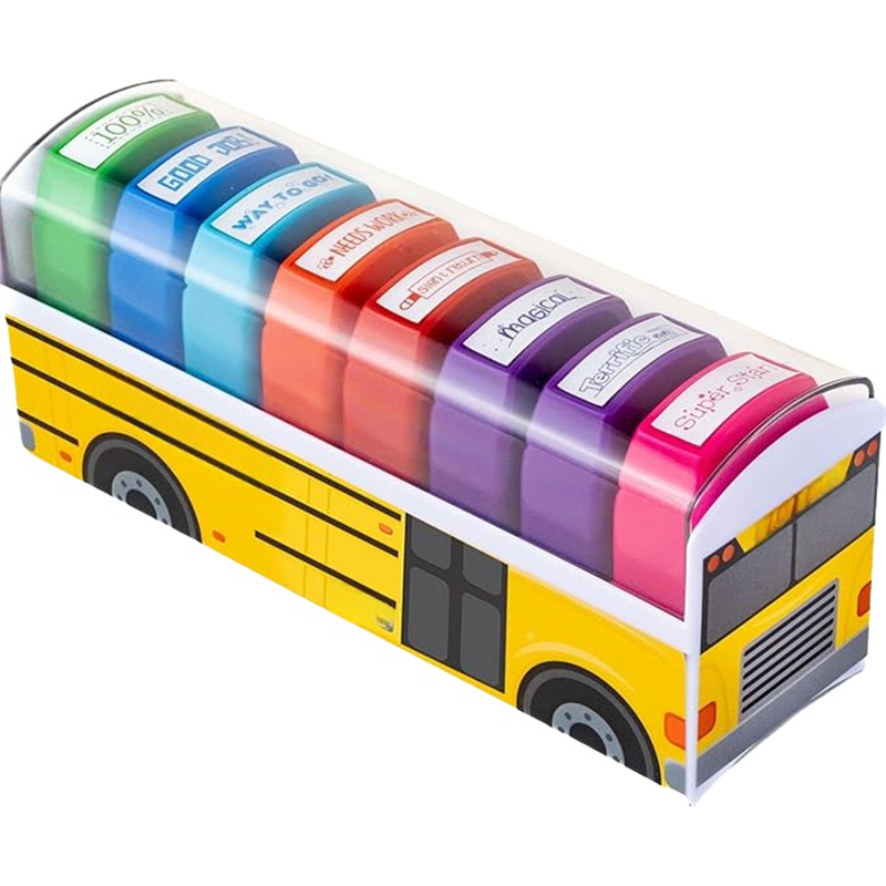 Teacher Stamps - Self Inking Motivational Encouraging and Colorful Set for School Classroom and Homeschool Setting (Set of 8)