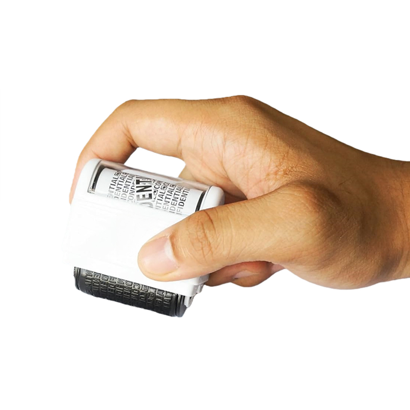 Identity Theft Protection Roller Stamp for Hiding Sensitive Information, Wide Confidential Stamp with 3 Irhk Refill, Security Stamp Roller for Identity Theft Preventionn,Classy Whit