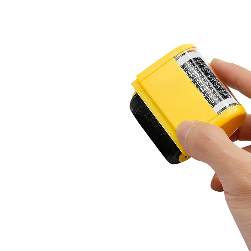 Miseyo Wide Identity Theft Protection Roller Stamp Set -Yellow (3 Refill Ink Included