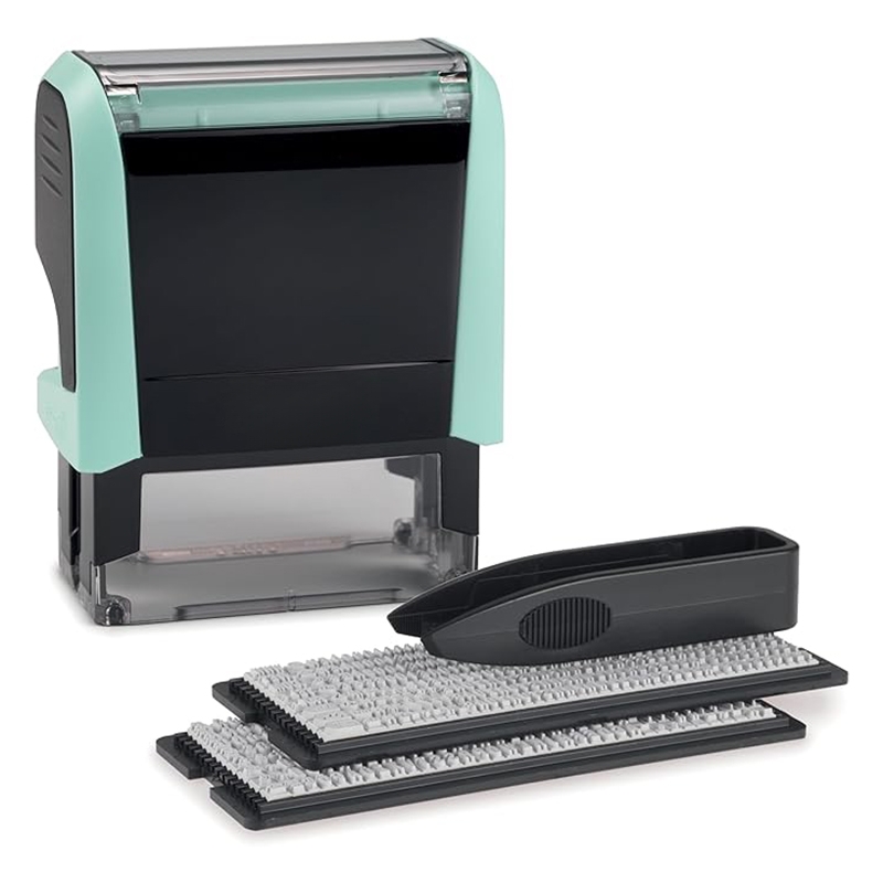 Trodat Printy 4912 Self Inking Do it Yourself (DIY) 4 line Personalized Custom Message or Address Stamp kit with Black Ink, Impression Size: 3/4” x 1-7/8” inch (Green)