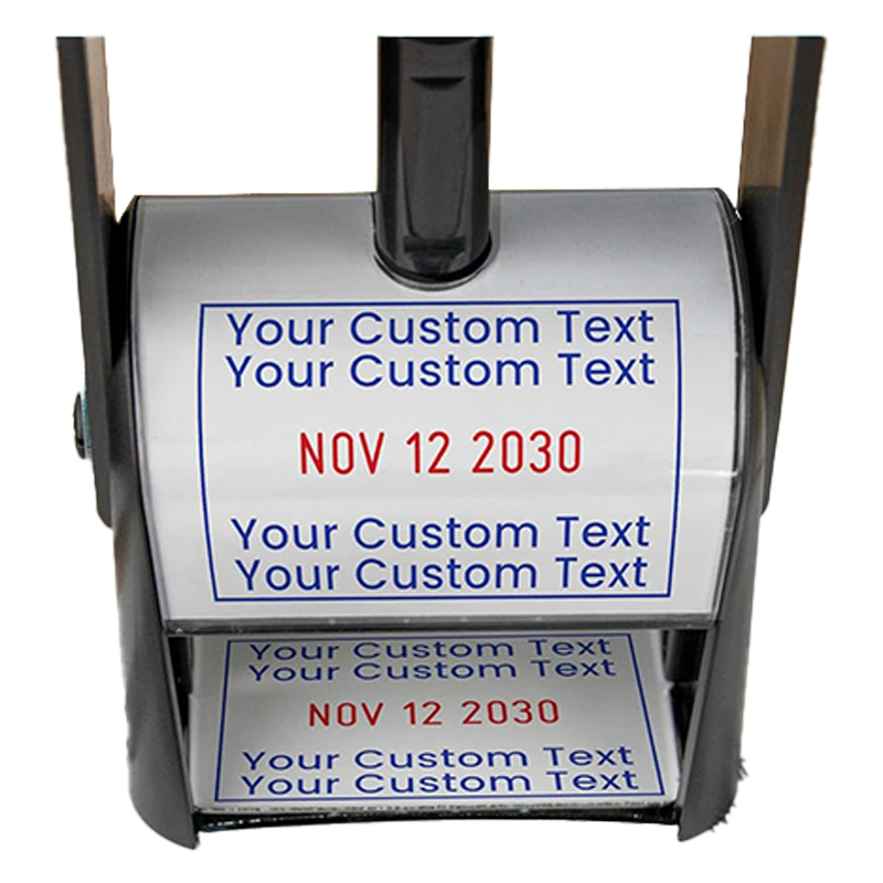 Heavy Duty Self-Inking Date Stamp (Blue/Red, Custom)