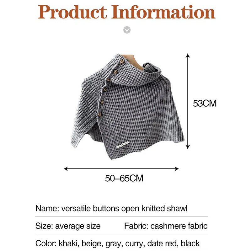 🔥Winter hot sale🔥Gift Choice - Multi-Purpose Buttoned Split Knit Shawl