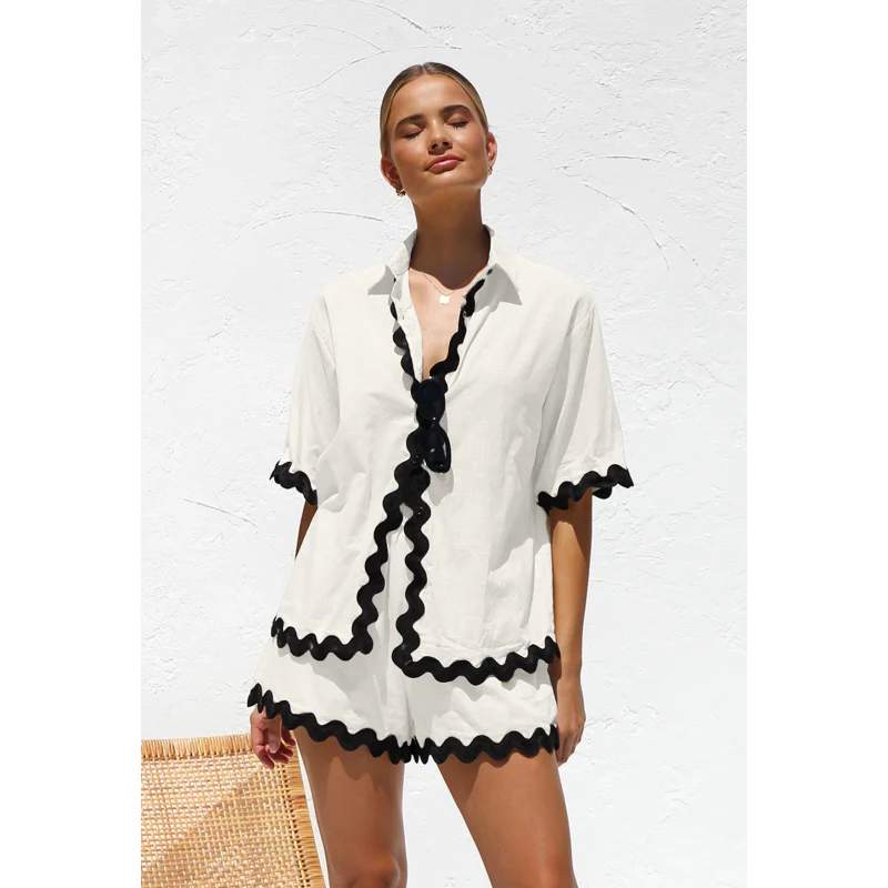 🎁Hot Sale 50% OFF⏳Women's Summer Shirt Top High Waisted Shorts Casual 2-Piece Set