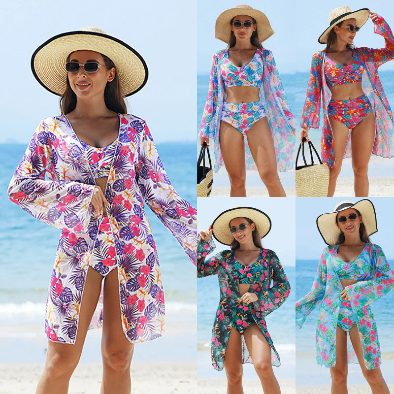 🏖️Summer Hot Sale 49% OFF🌼Women's Fashion Multicolor Printed Bikini Swimsuit 3 Piece Set