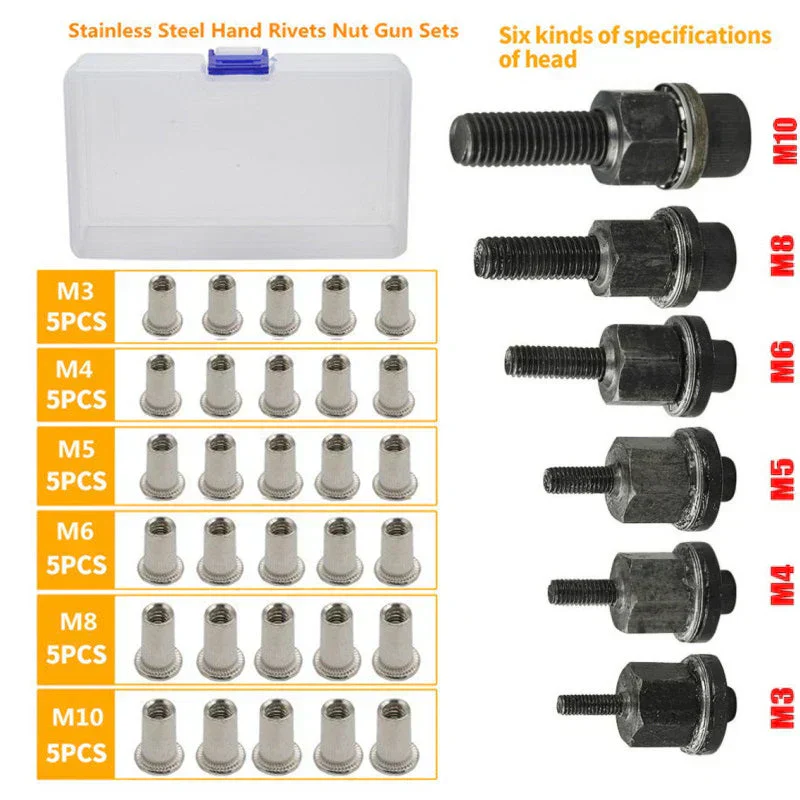 🔥Hot Promotion 56% Off💥Flat Head Threaded Insert Nut Rivet Nuts Set