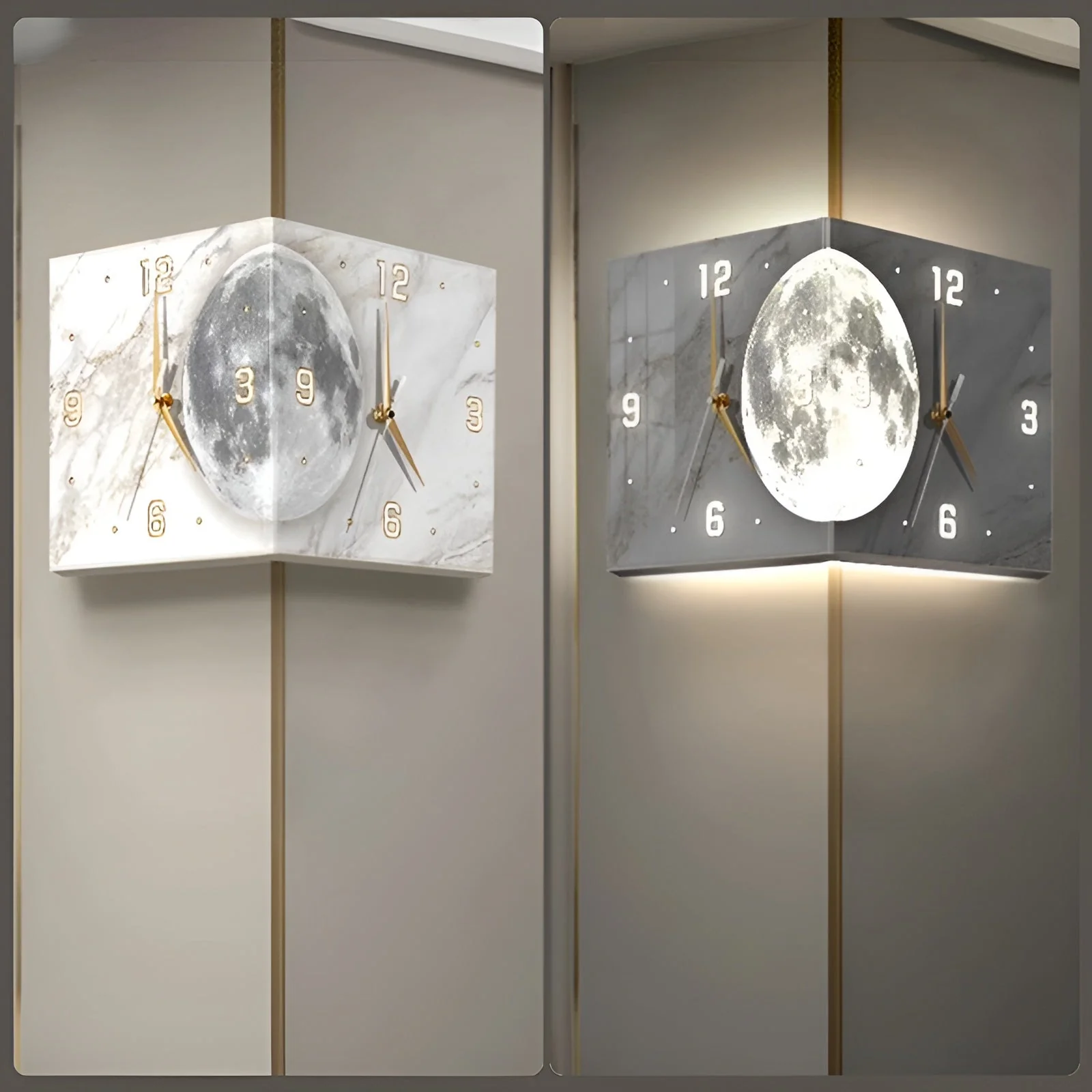 🔥The last day 40% OFF🔥Automatic Induction 3D Double-Sided Corner Wall Clock