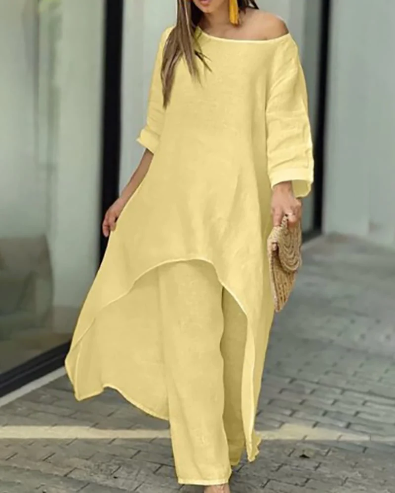 💕Women's Solid Color Linen Fashionable Casual Suit💃💃