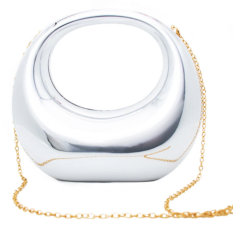 Novelty Moon Shape Glossy Acrylic Crossbody Handbag