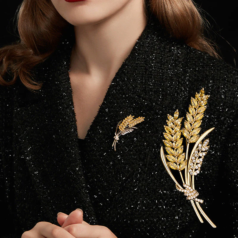 Crystal Wheat Ears Brooch