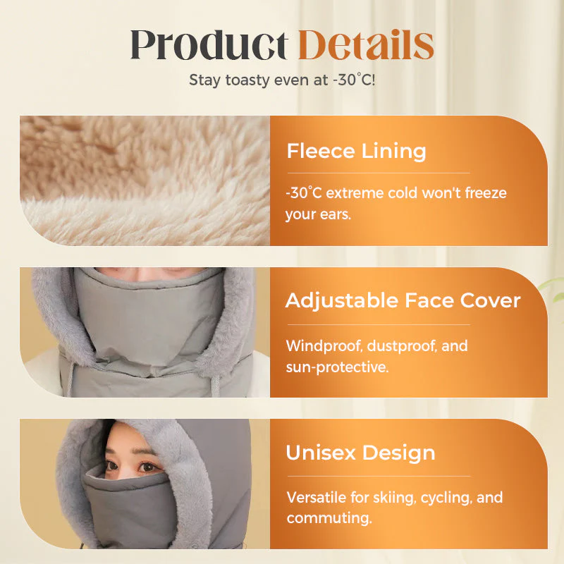 📢Stock running low! ☃️Plush-lined Thickened Thermal Hat with Face Mask for Men and Women