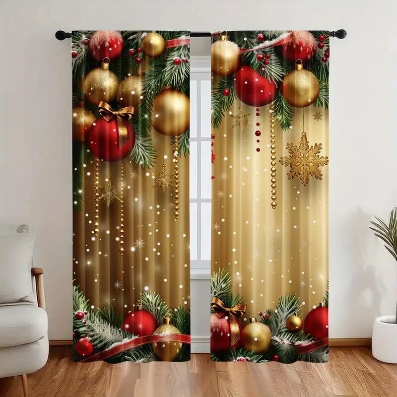 🎅Xmas Sales - 49% OFF🎄Christmas Window Curtains 2-Piece Set for Home Decor
