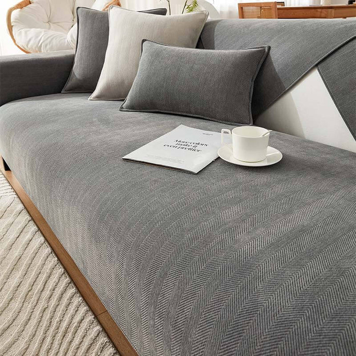 🔥Herringbone Chenille Fabric Furniture Protector Sofa Cover