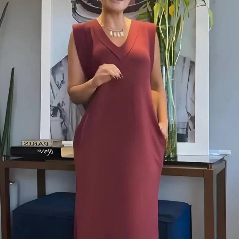 💕Women's V-Neck Sleeveless Split Maxi Dress