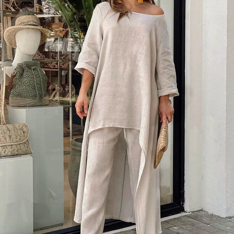 🍃【Office to Brunch】Women's Solid Color Linen Fashionable Casual Suit 🍃 | Wrinkle-Release Tech | Breathable Unlined Design | Anti-Static Fabric