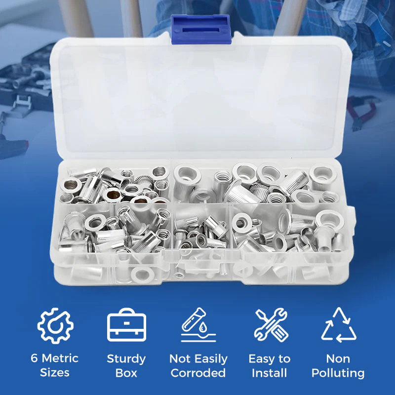 🔥Hot Promotion 56% Off💥Flat Head Threaded Insert Nut Rivet Nuts Set