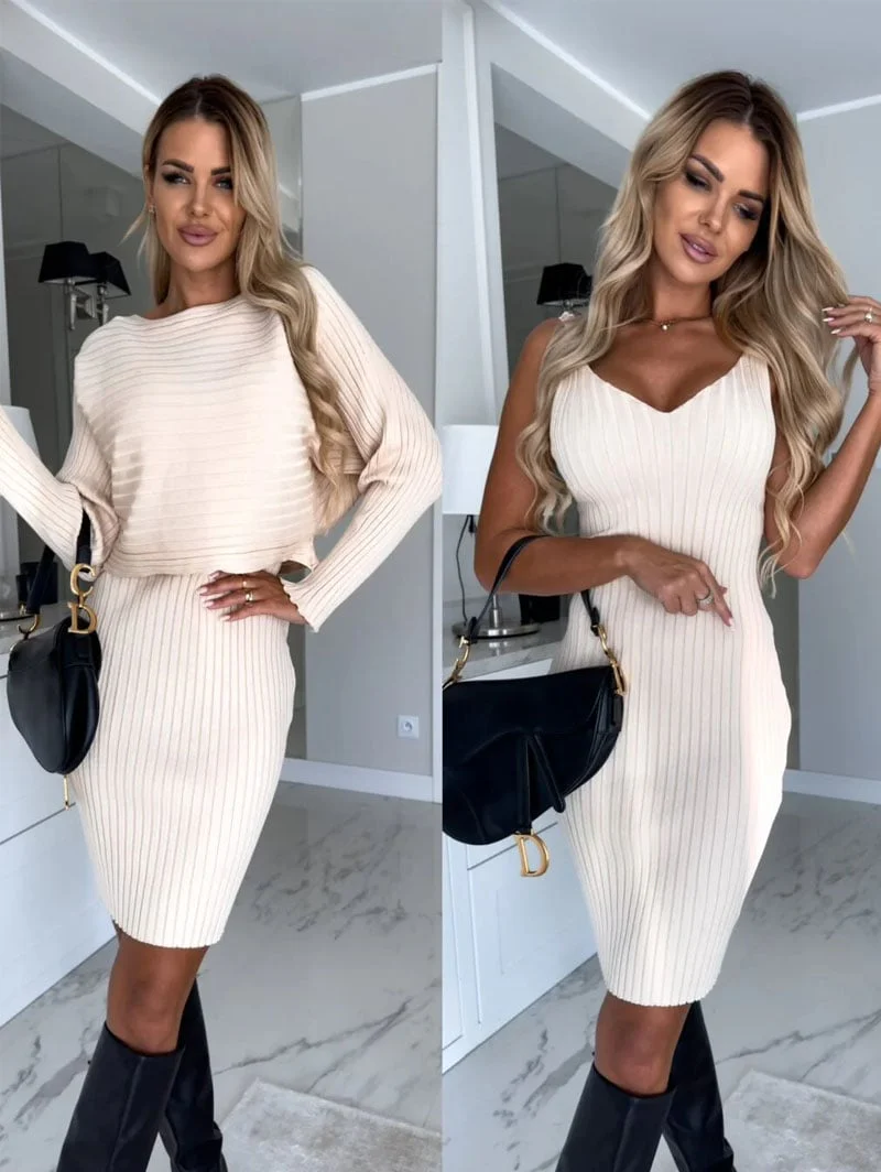 🎅🎄Christmas Early Sale 40% OFF🎄Knit Pullover Sweater and Cami Dress Set