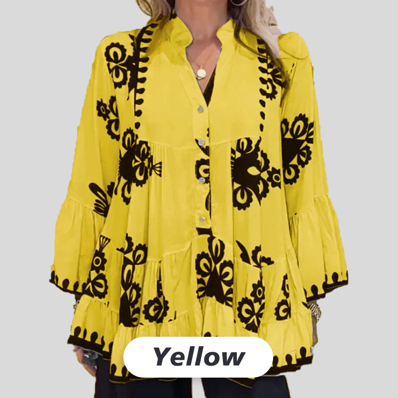 Women’s Boho Style Printed Ruffle Top