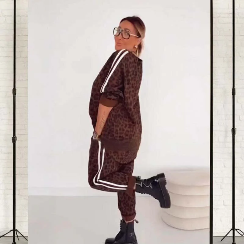 🔥【S-5XL】 Women's Chic Leopard Print Co-ord Set🐆 – Versatile for Daily & Party Looks👖