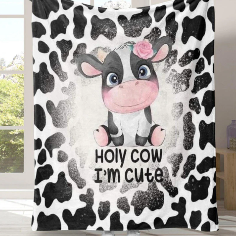 Ultra Soft & Fluffy Cow Print Blanket
