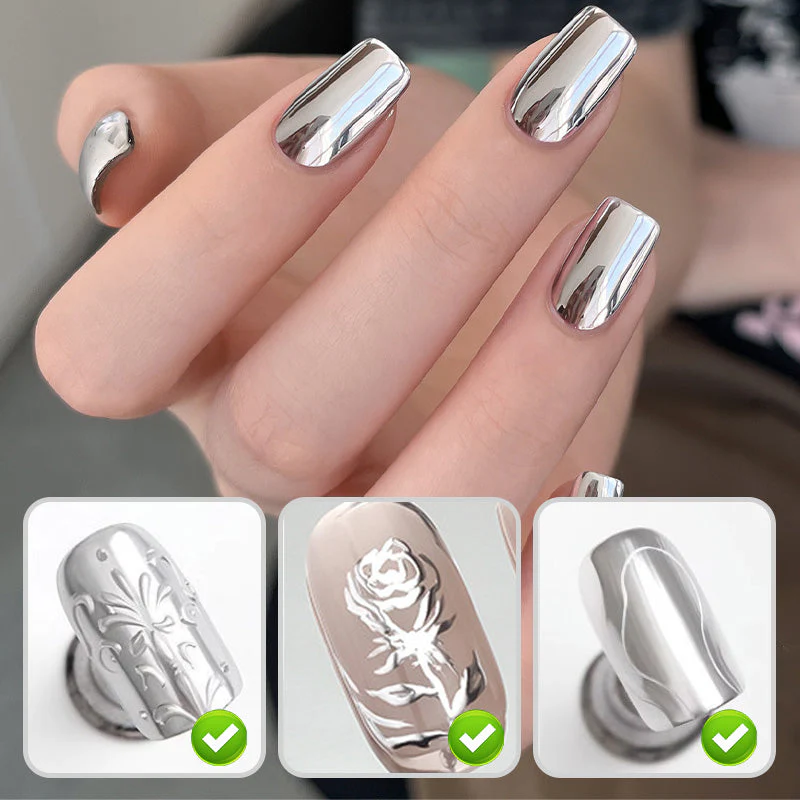 💅Silver Liquid Mirror Chrome Nail Gel In Can