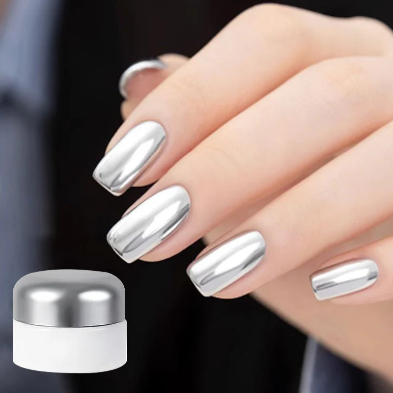 💅Silver Liquid Mirror Chrome Nail Gel In Can
